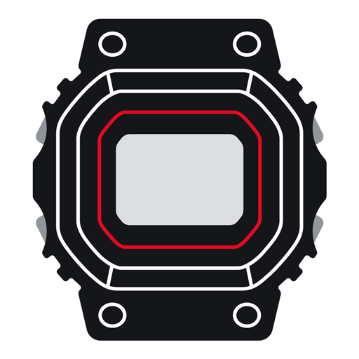 Wristwatch icon in black and red on a white background