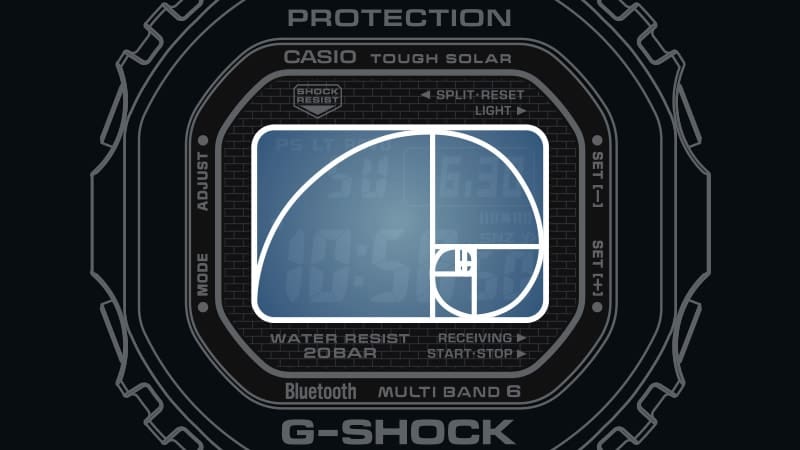 Sketch of the 16:10 display format of the Casio G-Shock GMW-B5000