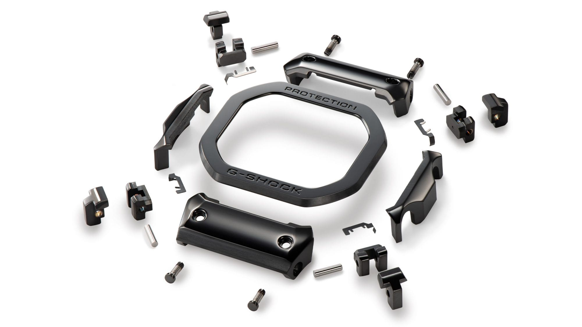 The individual parts that make up the case
