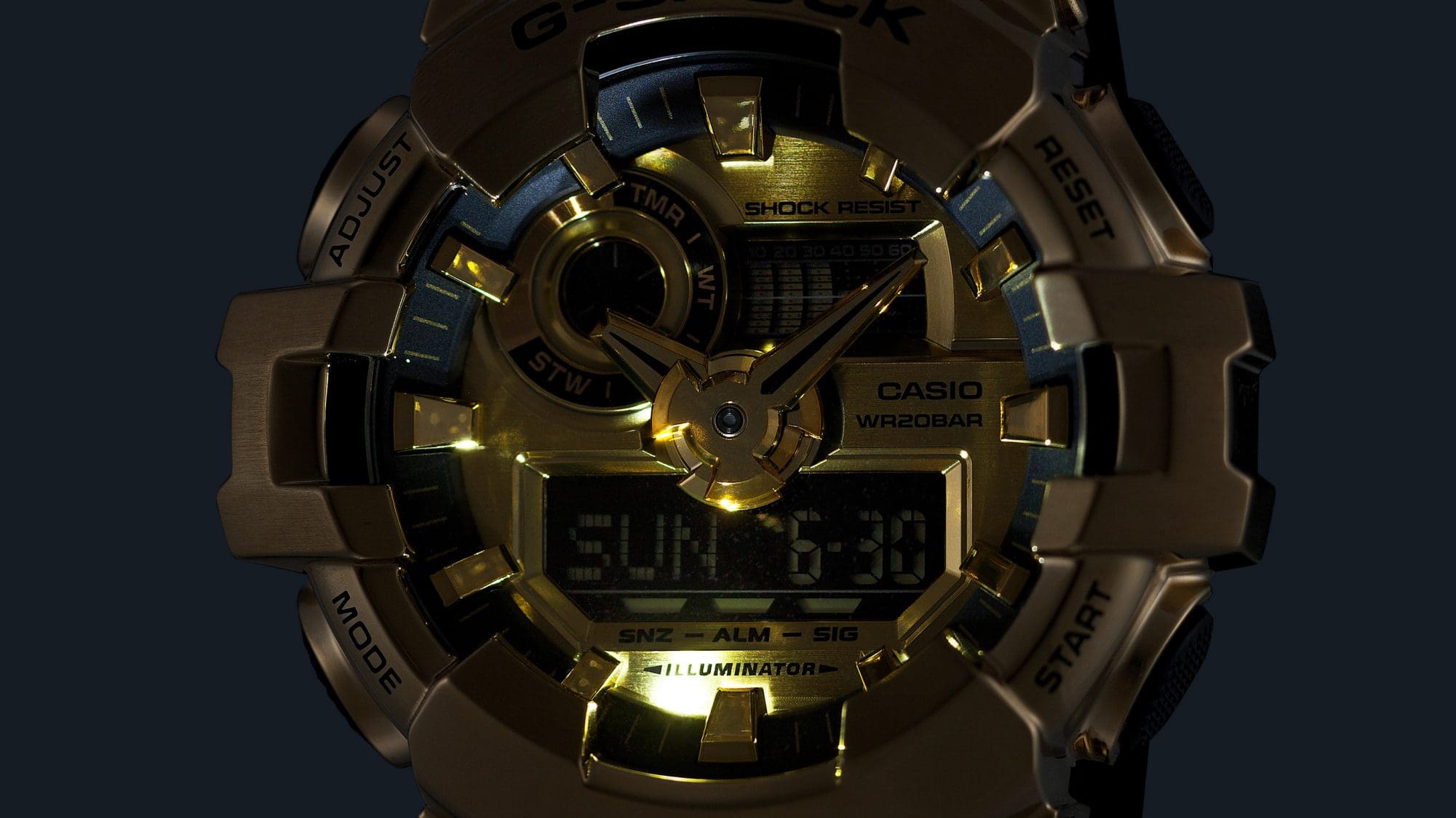 Super Illuminator (high-brightness LED light) for maintaining watch readability in the dark