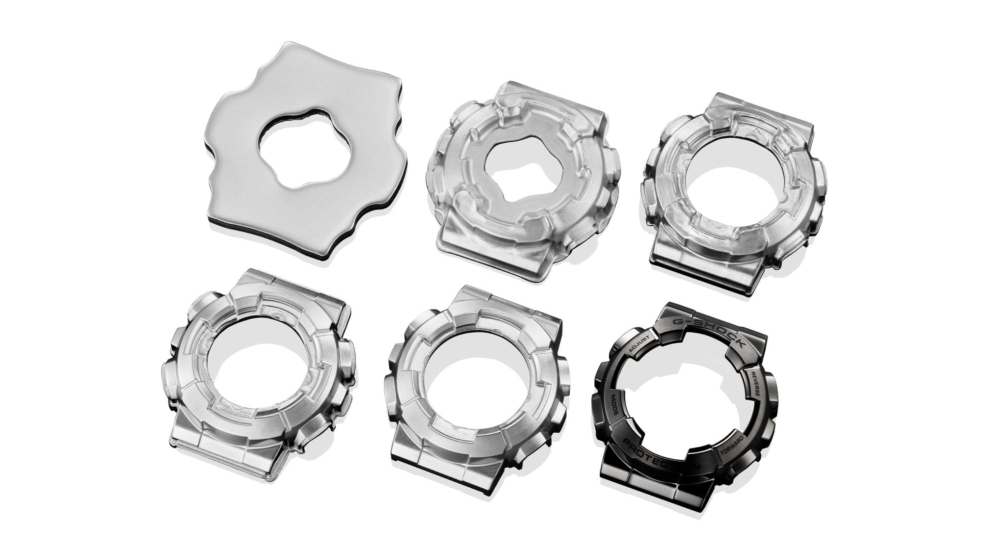 Shock-resistant structure featuring a metal bezel with an intricate form