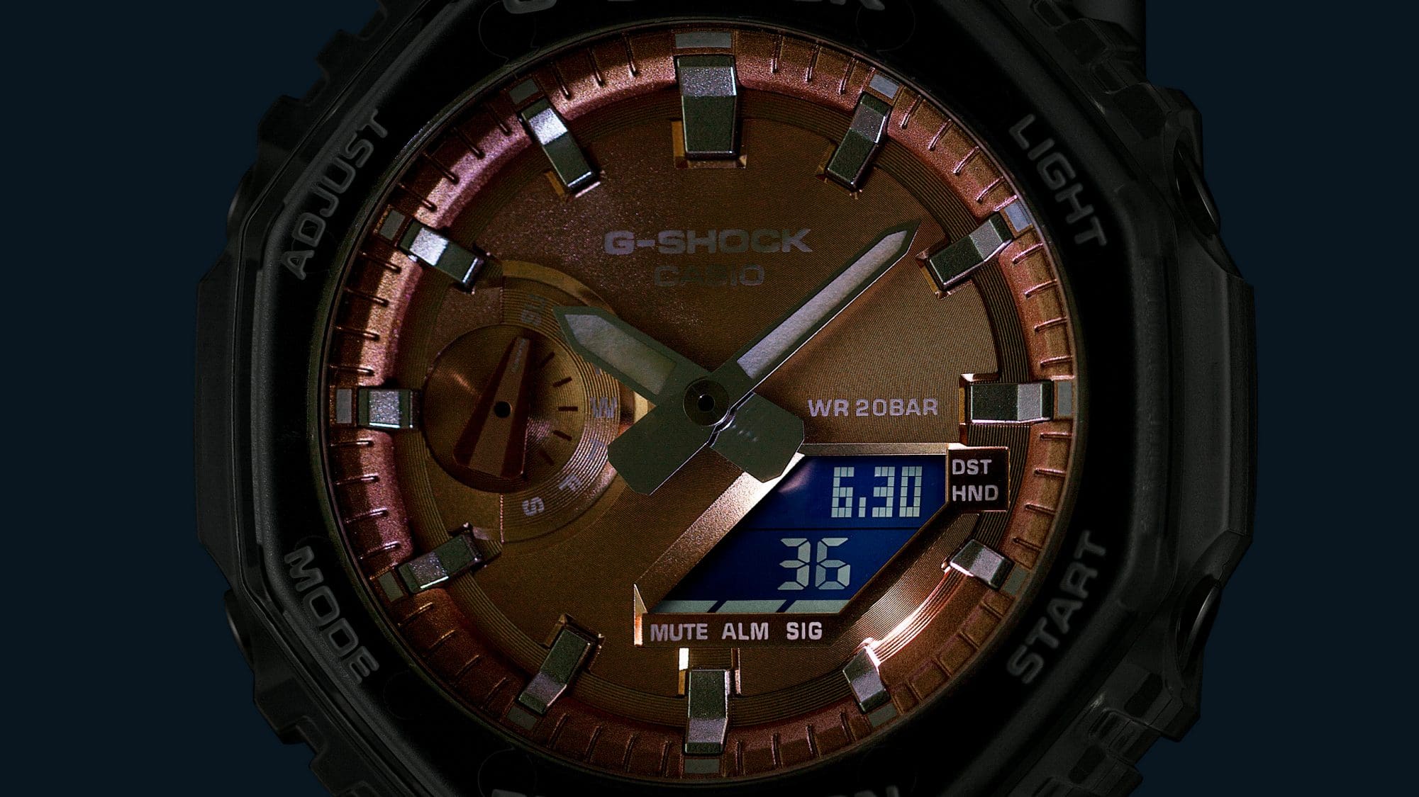 Super Illuminator (high-brightness double LED light) for maintaining watch readability in the dark