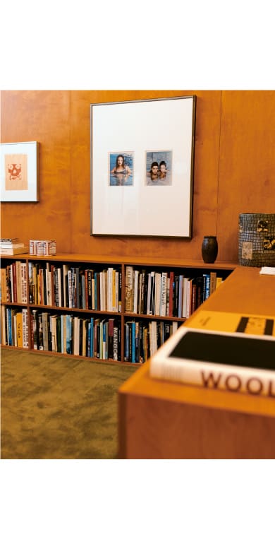 A photo of the wall in McCormick’s favorite space, his book room