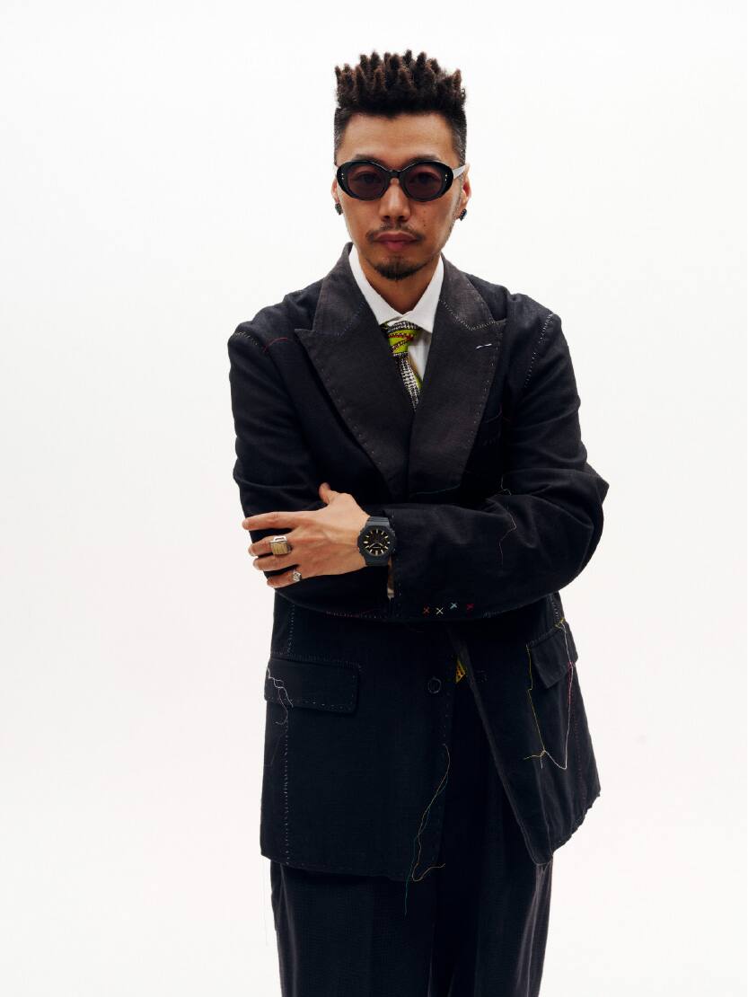 A male is wearing G-SHOCK GA-2100LXB-1A9 on his wrist.