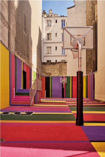 Colorful European alley street.