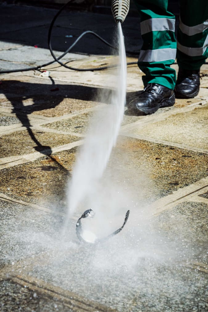 G-SHOCK hit by high-pressure water washer.