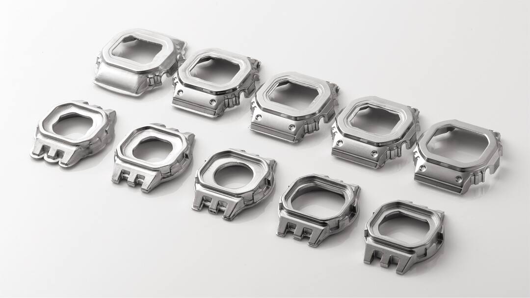 Five Forged Bezels and Cases of the G-SHOCK GMW-B5000SS in Two Rows Denoting Precision Craftsmanship