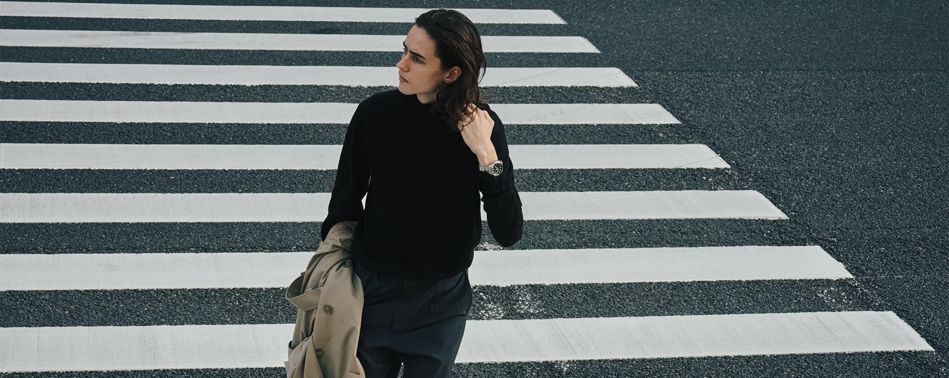 Photo of a man walking while wearing the GST-B1000D-1A.