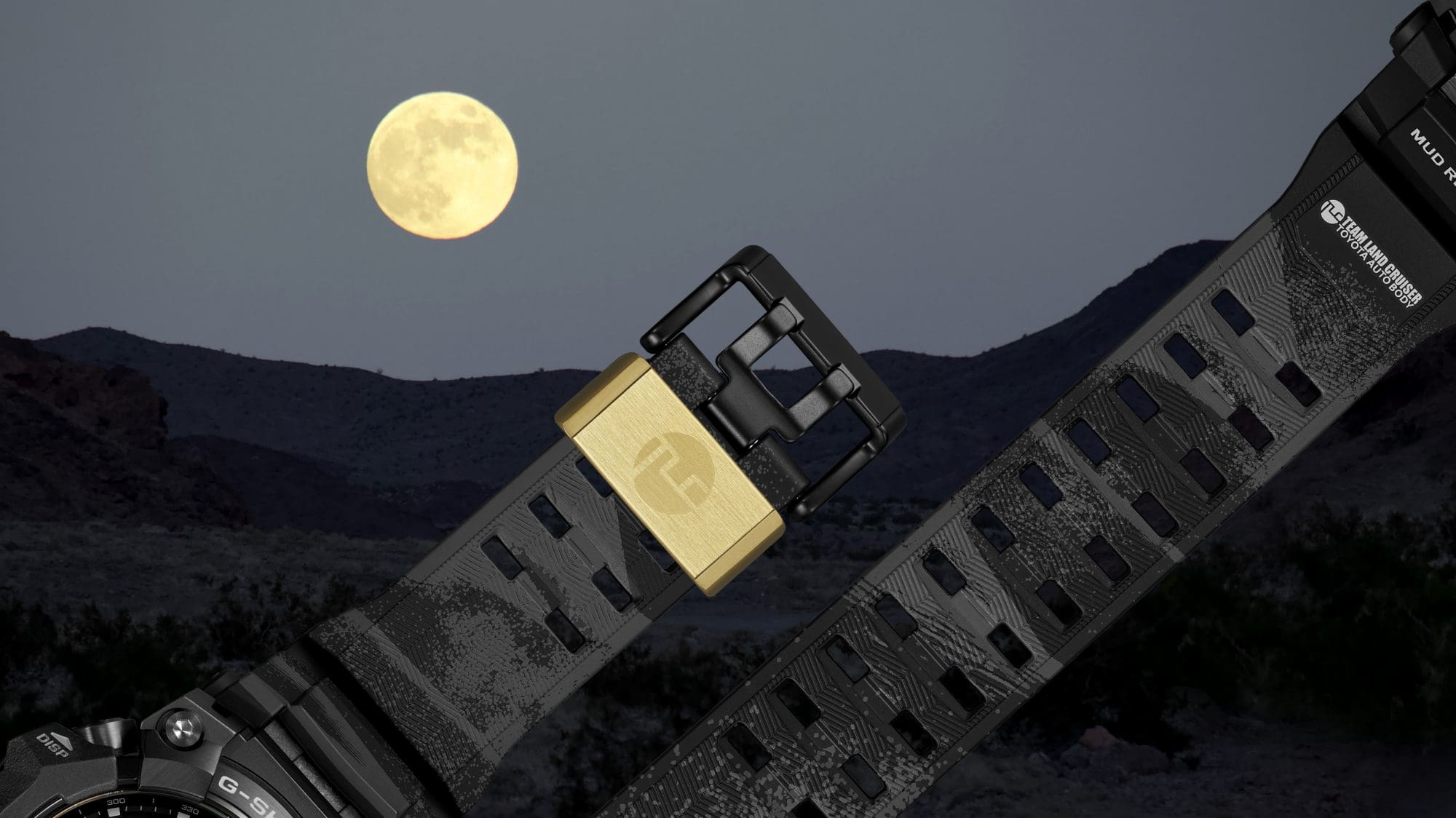 An image depicting a band design representing a moonlit desert