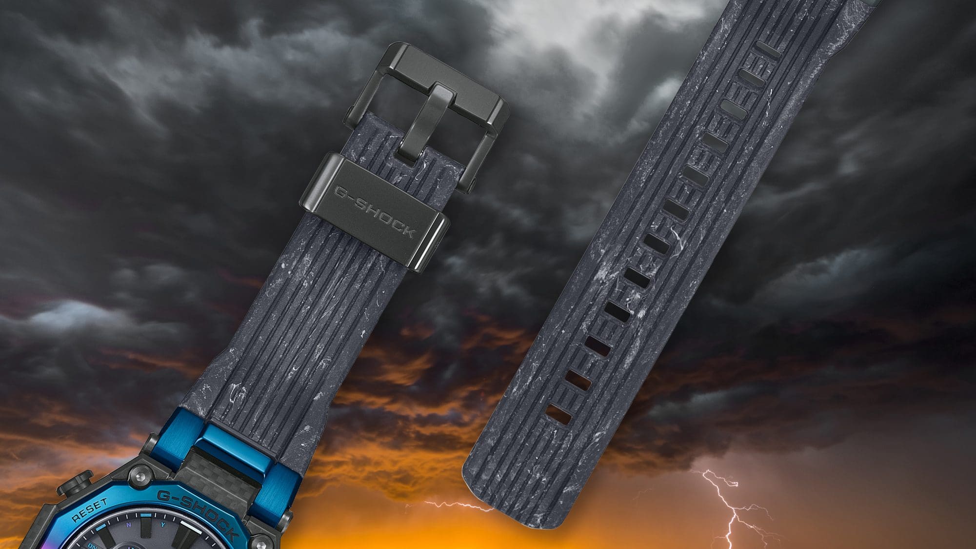 Mixed-color molded soft urethane band recalls dark, stormy clouds
