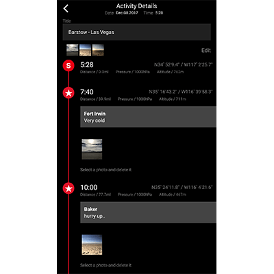 Timeline log data display