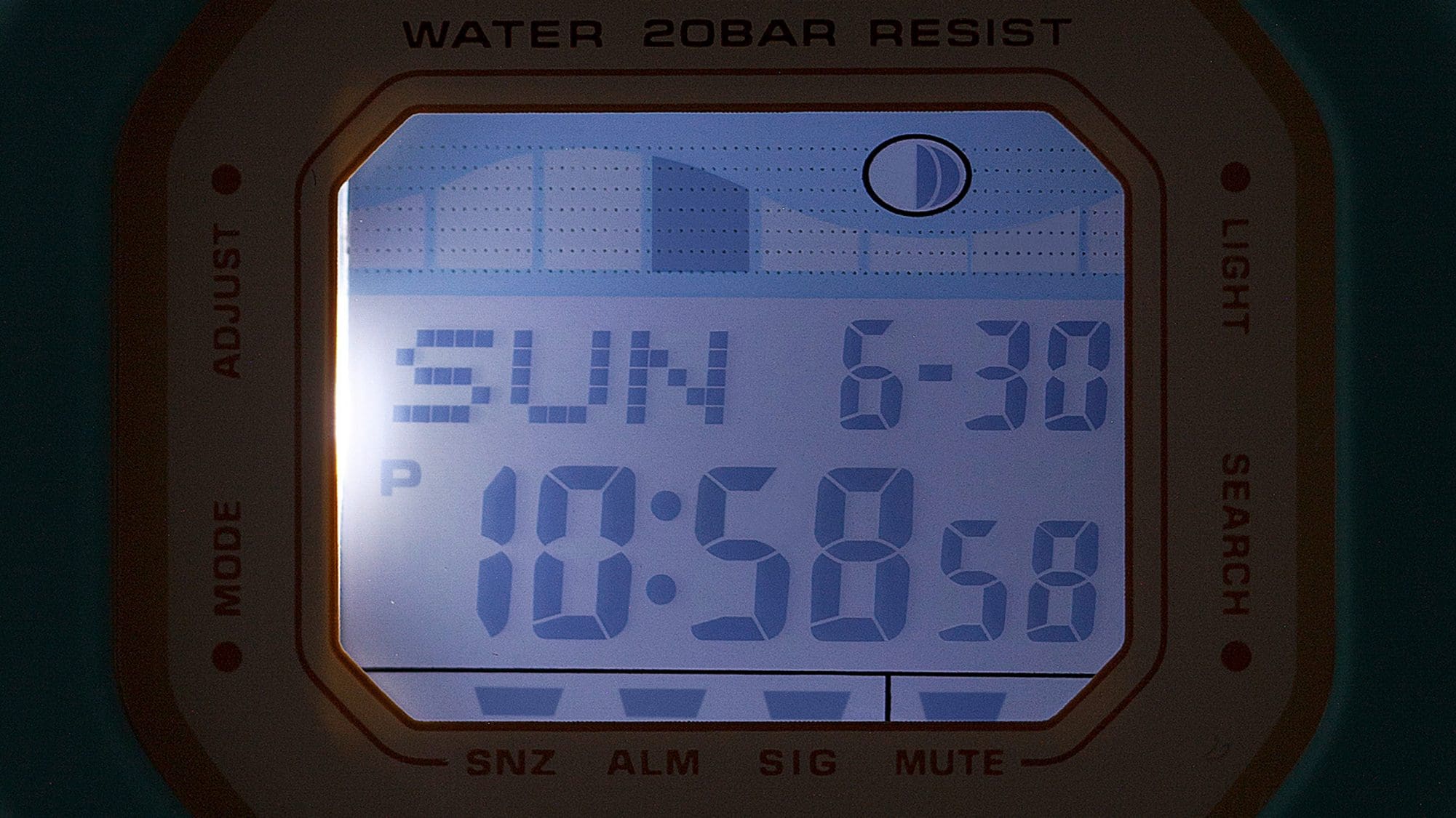 Super Illuminator (high-brightness LED backlight) for maintaining watch readability in the dark