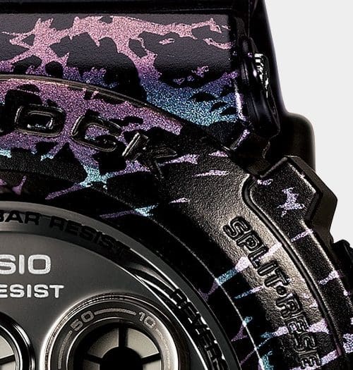 Detalle de la carcasa negra metalizada con efecto mármol del Casio G-Shock GD-X6900PM-1