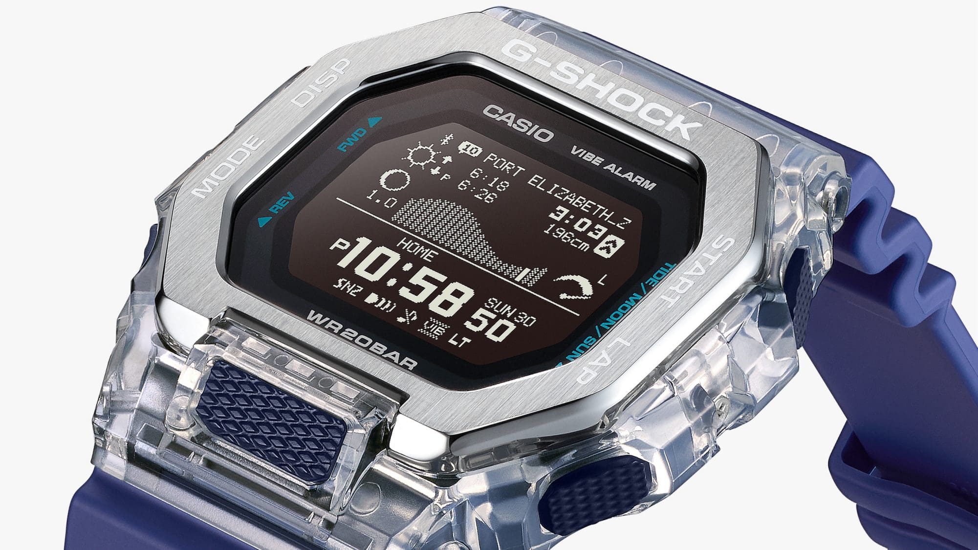 Bezel dari logam dan resin tembus pandang yang membangkitkan gelombang berkilauan