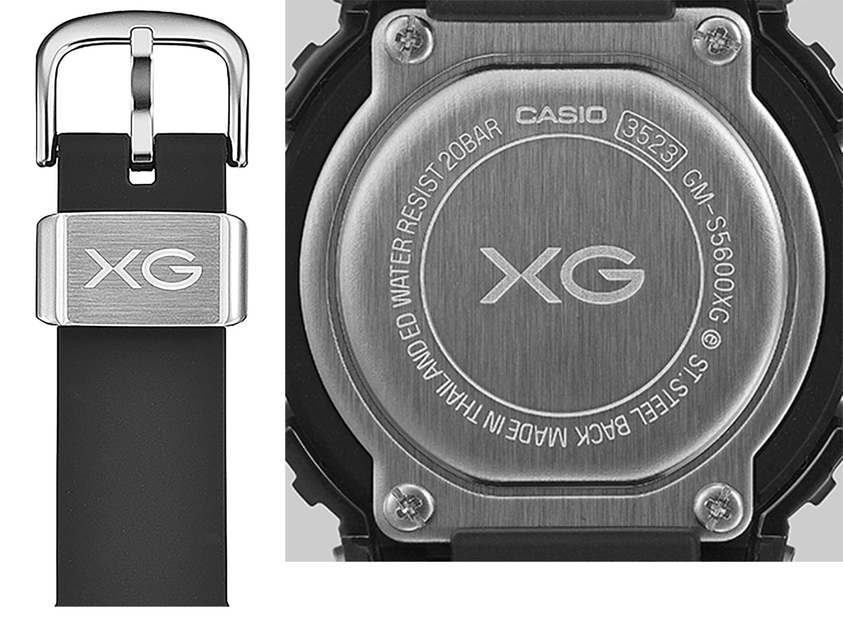 G-SHOCK GM-S5600XGのXGのロゴ入りの遊環、裏蓋