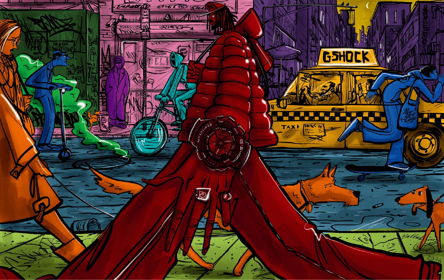 G-SHOCK向けレコードジャケット風イラスト作品（Stéphane Manel）