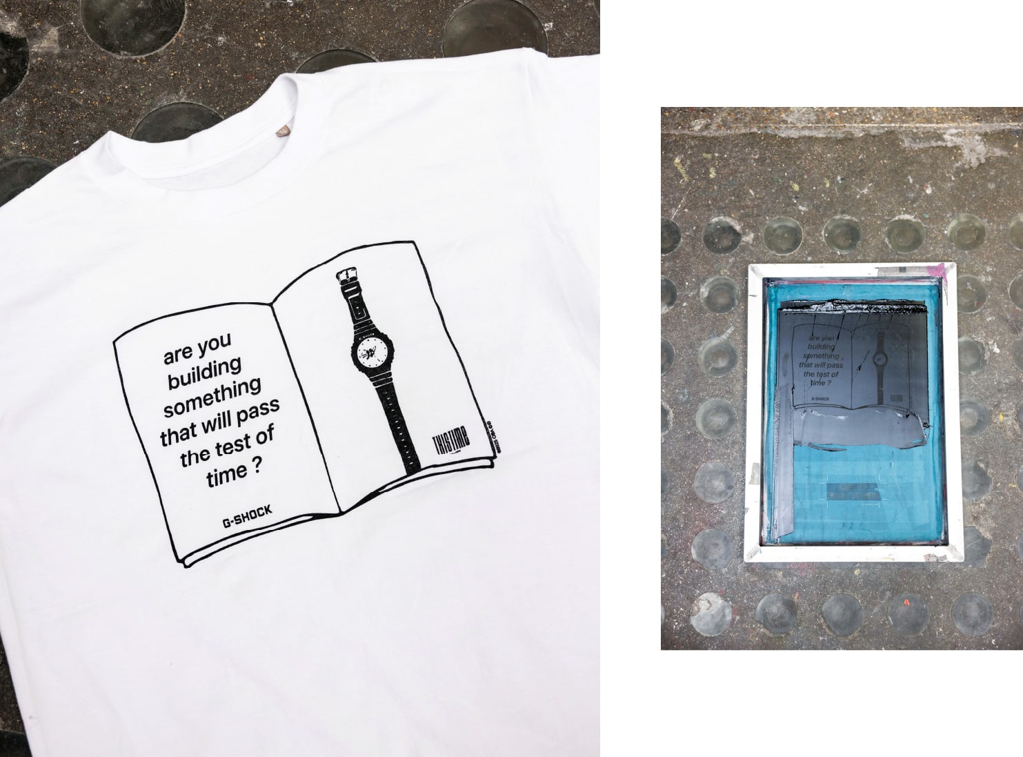 これは、Pablo Attalがデザインしたイラストグラフィックがプリントされた白いTシャツの写真です。