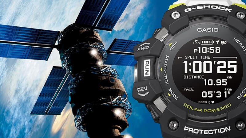 Het display van een G-Squad GBD-H1000 hardloophorloge toont de afgelegde afstand, de hardlooptijd en de gemiddelde snelheid