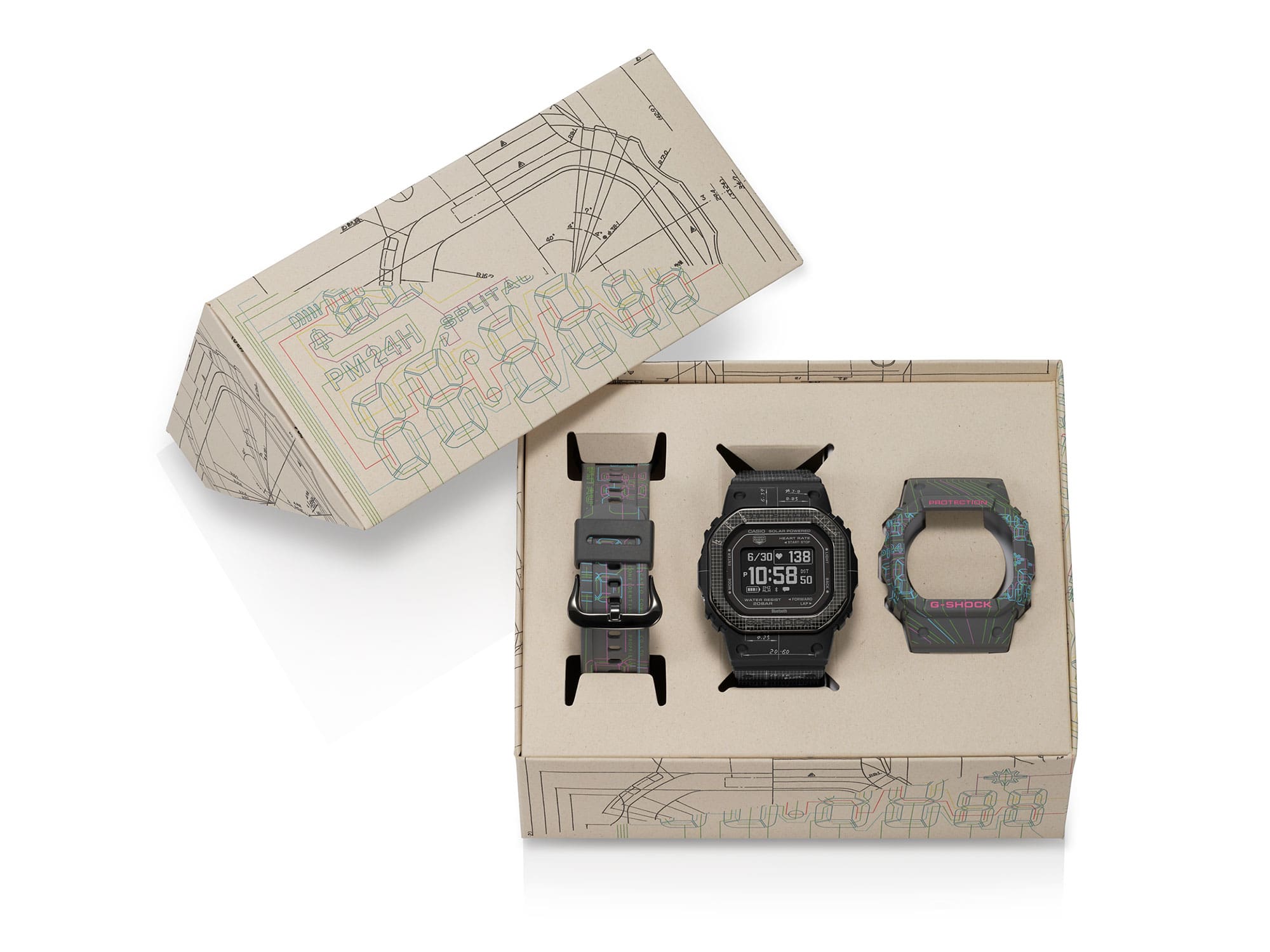 A embalagem do relógio de pulso 2 em 1 DW-H5600EX