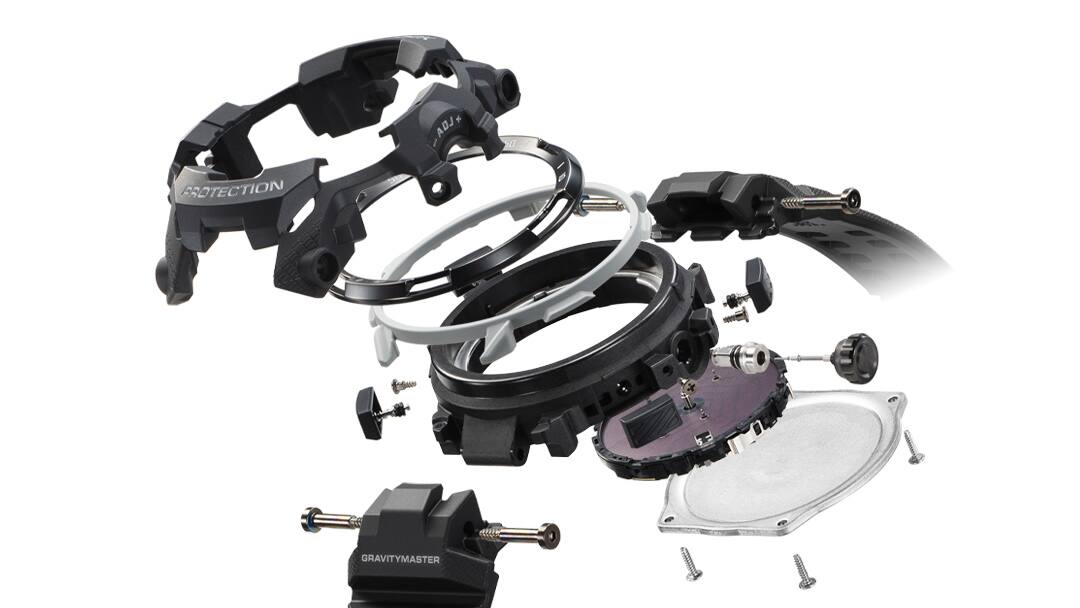 Os componentes individuais do relógio de pulso Master of G GR-B300