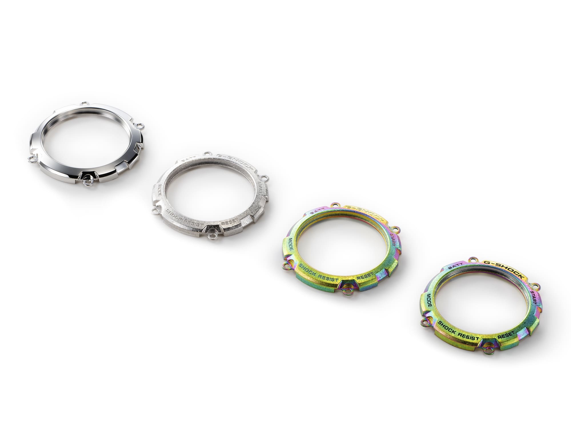 Parte de trás da caixa de relógio colorida do G-SHOCK MTG-B3000
