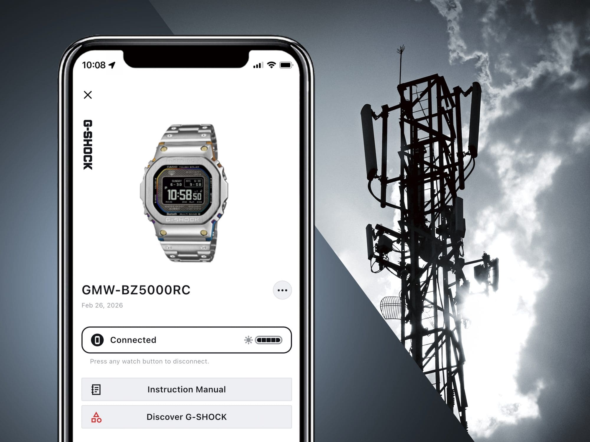 GMW-BZ5000RC Bluetooth® 無線電太陽能手錶的照片